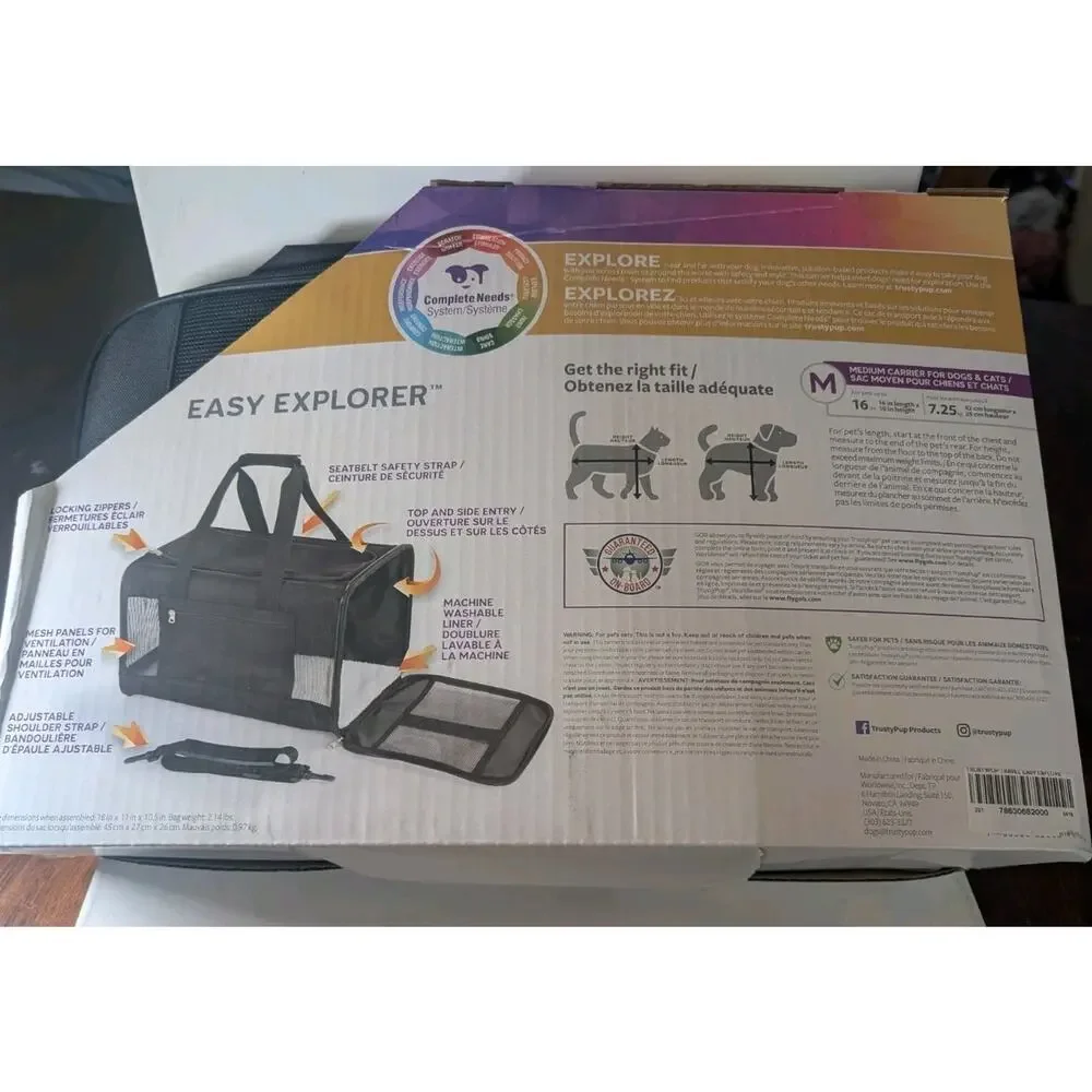 Trusty Pup Easy Explorer Carrier 52000 Cat Dog Up To 16 Pounds Black Secure Mesh